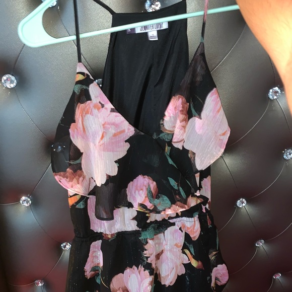 Jennifer Lopez Black and Floral Maxi Dress - Picture 4 of 7